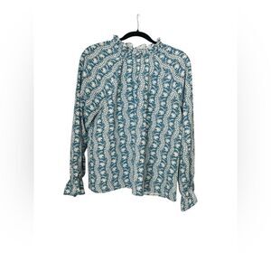 HILL HOUSE Printed Mock Neck Blouse SIZE M